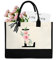 sundee Personalisierte Strandtasche aus Segeltuch mit Innentasche mit Reißverschluss, monogrammierte Geschenktasche für Hochzeit, Geburtstag, Urlaub, Schwarzer Buchstabe L, One Size