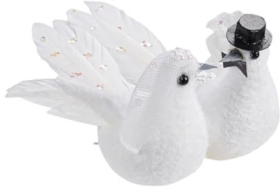 CREATIV DISCOUNT Hochzeitstaubenpaar 11 cm mit Clip, 1 Paar je Box