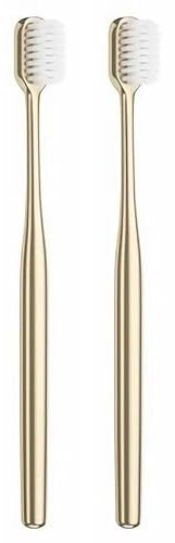 AD-BCrbgen 2/1 Deluxe Weiche Borsten Zahnbürste Herren Damen Erwachsene Zahnbürste Gold Zahnbürste Zahnreinigung Pflege Zahnbürste (Color : 2pcs White)
