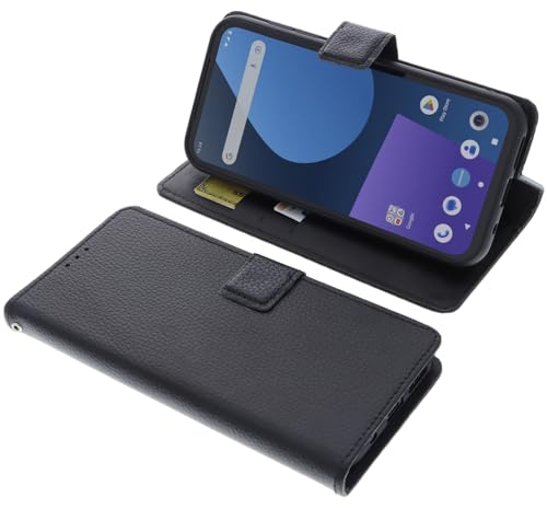 foto-kontor Tasche kompatibel mit Fairphone 5 Schutzhülle schwarz Book Style Case Handy Schutz Hülle Buch Wallet Handyhülle Cover Klapphülle Ständer Handytasche