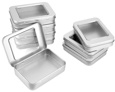 QWORK® 8stk. Klein Blechdose mit mit Klappdeckel, 100x70x20 mm Klein Aufbewahrungsbox zur Aufbewahrung von Kleinigkeiten oder als Geschenkbox