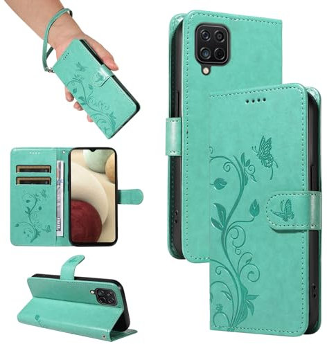 SRISHP Coque pour Samsung Galaxy A12, Housse Etui Portefeuille Cuir PU Multifonction, Magnétique Étui de Protection Compatible avec Galaxy A12, Vert