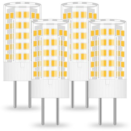 BROLSKUN GY6.35 - Lampadina a bassa tensione a LED, 12 V, ricambio per lampadine tradizionali da 50 W, 40 W, 4 W, luce bianca calda, 3000 K, non dimmerabili, confezione da 4