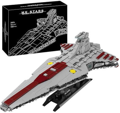 SHHFWU 21074 Star Destroyer Raumschiff Modell,1320 Teile Venator Sternenzerstörer Bausteinspielzeug, Kompatibel mit Venator-Klasse Republik Angriffskreuzer