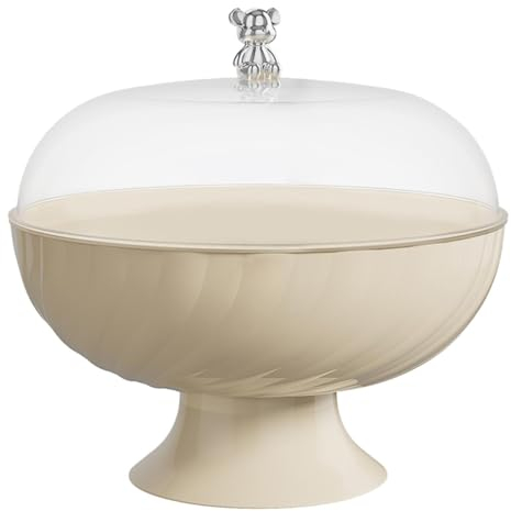 LOVIVER Pedestal Decorative Fruit Bowl with Lid - Round Countertop Basket for Party Wedding Displaying Vegetable Dessert Snacks Bread, Cream with lid