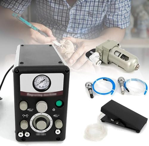 Kit di macchine per l'incisione pneumatica dei gioielli, bulino pneumatico a doppia testa a velocità regolabile, microincisore pneumatico del bulino per i mestieri dei gioielli e il ferro battuto