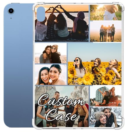 Customized Case for iPad 10th Generation 10.9-inch 2022 (A2696, A2757, A2777), Personalized Multi-Photo Collage Picture Text Soft TPU Cover, Clear Thin Slim Gel Silicon Anti-Scratch Protective Shell