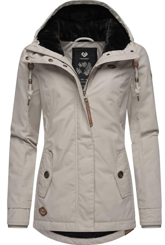 Ragwear Damen warme kurze Winterjacke mit Kapuze Monade Intl Zinc24 Gr. 6XL