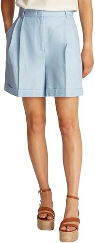 Tommy Hilfiger Damen Shorts Linen Mix Pleated High Waist, Blau (Breezy Blue), 34