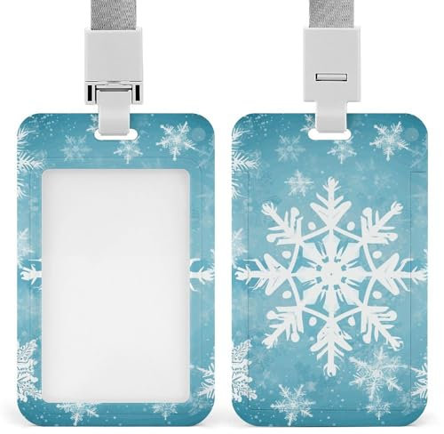 Porte-badge d'hiver en forme de flocon de neige rétractable à clip en plastique imperméable avec lanière verticale pour protection de carte de travail, porte-nom, porte-nom pour travail, bureau,