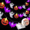 Guirnalda de Luces Halloween 4m 30 LED - Murciélagos, Calabazas, Araña, Fantasma - Decoración Interior y Exterior Con Pilas