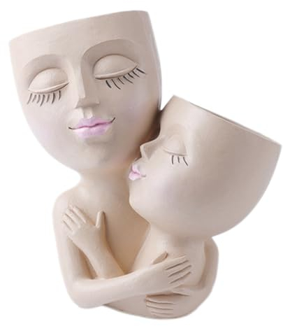 NONDK Pot de fleurs en résine avec pour filles, vase avec tête de femme, amour de mère, pot succulent, pots de jardin, décoration de maison en plein air