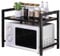 JSUDQR 2 Livelli Ripiano per Microonde Espandibile Nero Supporto per Microonde Allungabile in acciaio al carbonio Mensola Microonde Scaffale da Cucina con 5 Ganci Lunghezza 40-60cm