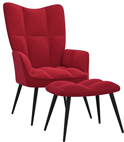 ShGaxin Relaxsessel mit Hocker Weinrot Samt, Fernsehsessel, Kinosessel, Lesesessel, Tv Sessel, Ohrensessel, Armsessel, Seselstuhl Wohnzimmer - 328089