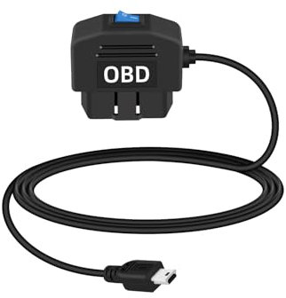 YANBORONSN Automotive OBD Power Cable, USB Mini to OBD-II Hardwire Cable Adapter with Switch Button for Dash Camera 24 Hours Surveillance/Acc Mode,(3.5M/11.5Ft (USB Mini)