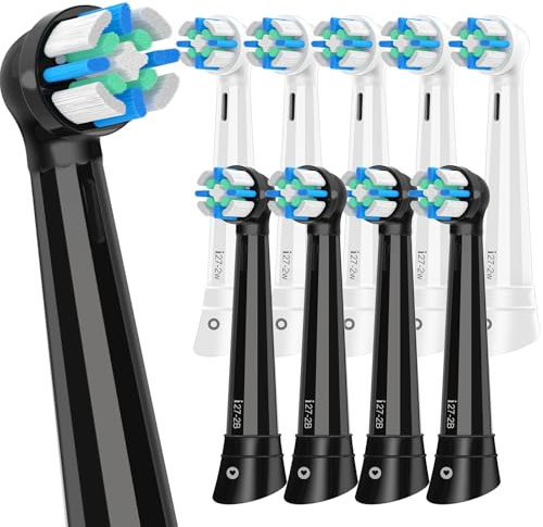 10 Pack IO Ersatzköpfe kompatibel mit Oral B iO 2/3/4/5/6/7/8/9/10 Serie Elektrische Zahnbürste, Bürstenköpfe kompatibel mit Oral B iO für sanfte Zahnpflege (Schwarz + Weiß)