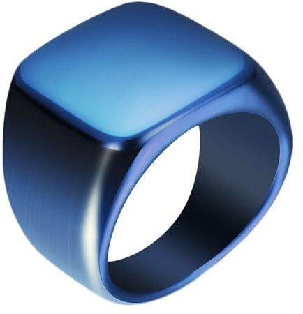 Calefee Ringe für Herren Eheringe, Trauringe Edelstahl für Herren Blaues Quadratisches Siegelring 18 mm Breit, gr. 54