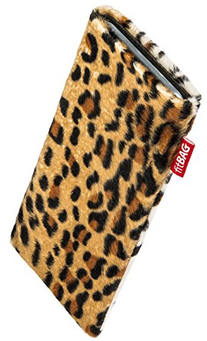 fitBAG Bonga Leopard Handytasche für Apple iPhone 17 Pro Max Tasche aus Fellimitat mit Microfaserinnenfutter | Hülle mit Reinigungsfunktion | Made in Germany