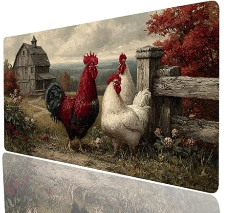 Poulet Tapis de Souris Ferme Imperméable Tapis de Souris XXL 1000x500x3mm, Gaming Mouse Pad Améliorer la Précision et la Vitesse, Mouse Pad pour Bureau Gamer Clavier sans Fil Pc Portable Model-5349