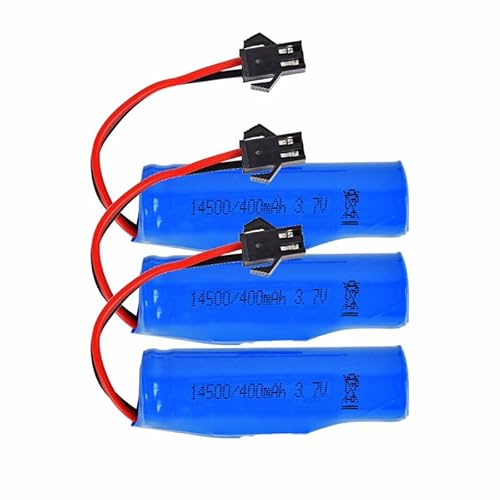 LZHUKOZ 3.7V 14500 for Lipo Battery for 400mAh SM-2P Plug Fast Charging for RC Car Dump Truck Toy(3PCS)
