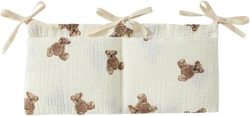 Pchnfei Weiße Nachttisch-Hängetaschen für Milchflaschen, Lätzchen, Kinderbett-Organizer, Baby-Windel-Schlafsaal, Bett-Etagen-Organisationstasche, Windel-Organizer, kleiner Bär