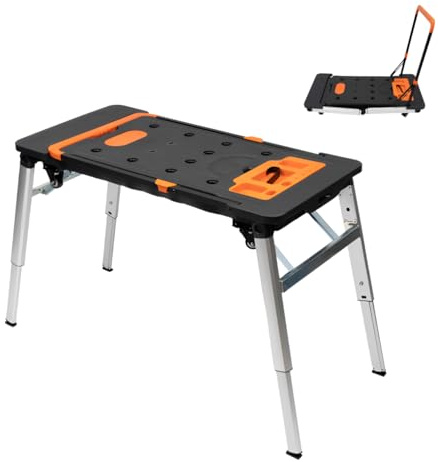 7 in 1 Multifunktionale Werkbank klappbar, Mobile Arbeitsplattform mit universellen Räder, Höhenverstellbar, Tragfähigkeit 250 kg für Haushalt, Autoreparatur, Bauwesen, Dekoration