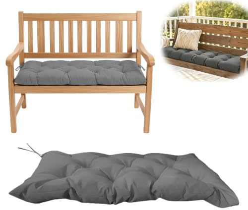WIBELRYUSN Bankauflage Stuhlkissen, Wasserdicht Sitzkissen Bank, Bankkissen mit Rutschfesten Gartensofakissen für Indoor & Outdoor für Gartenbank, Schaukel (Dunkelgrau, 120x50x10cm)