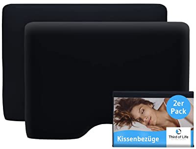 Kissenbezug Schwarz Doppelpack, Perfekt für GIANFAR Seitenschläfer-Kissen, Baumwolle (Double Jersey), Bügelfrei & trocknergeeignet, Kissenhüllen 2er Set mit Reißverschluss, Oeko-Tex Zertifiziert