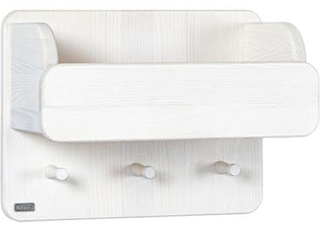 BioKinder Garderobe mit Ordnungsfach Wandgarderobe mit Ablage Laura aus zertifiziertem Massivholz Kiefer Naturweiß lasiert 30 x 40 x 20 cm
