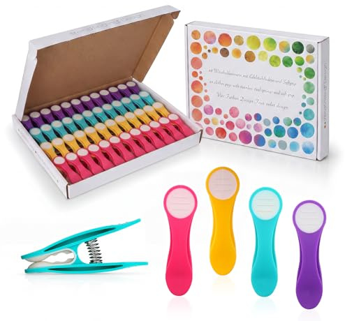 48 Wäscheklammern Soft Grip Softgrip Soft Touch Softtouch (Lila, Türkis, Gelb, Pink, Weiß)