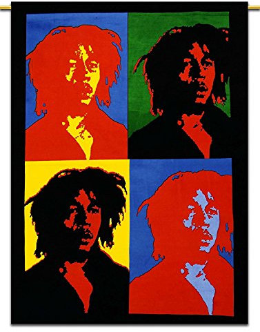 Sophia-Art Wandteppich zum Aufhängen, Baumwolle, mehrfarbig, Dekor, handgefertigt, Bob Marley, indisch, ethnisch, Vintage, einzigartiges Poster (Bob Marley-3)