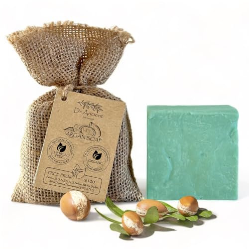Dr.Ancient Argan-Seifenstück, biologisch, natürlich, vegan, traditionell, handgefertigt, antik – Anti-Aging, Anti-Falten – keine Chemikalien, reine Naturseifen, für Damen und Herren