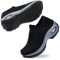 STQ Zapatillas Zapatillas Deportivas Running Mujer Sin Cordones Cómodo Transpirable de Zapatos Moda Causal Plataforma Sneakers Negro 37 EU