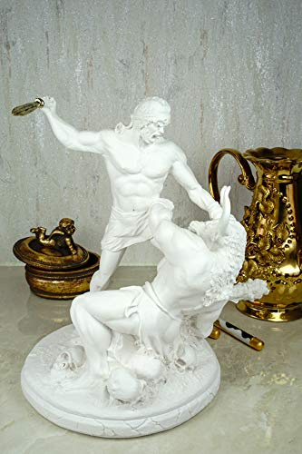 Kremers Schatzkiste Alabaster Figur Theseus im Kampf mit dem Minotaurus 29 cm Skulptur weiß Kreta