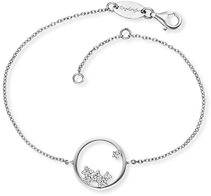 Engelsrufer Damen Armband silber aus Sterling Silber und Cosmo Anhänger - besetzt mit 6 Zirkonia Steinen - Karabinerverschluss - in zwei Längen verstellbar - nickelfrei