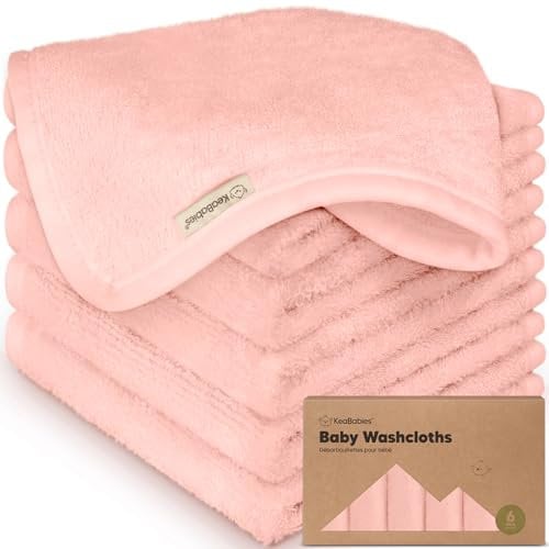 6-Pack Babywaschlappen - Weiche Bambus-Waschlappen für Babys, Kinder, Ultra Absorbierende Neugeborenen-Badehandtücher, 25 x 25cm, Sanft für empfindliche Haut(Blush Pink)