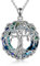 POPLYKE Tree of Life Necklace Sterling Silver Celtic Knot Family Tree Pendant Crystal Irish Jewelry Gifts for Women Men (Silver-Blue)