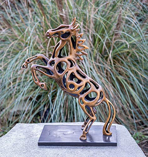 IDYL Bronze-Skulptur Pferd | 56x19x45 cm | Moderne Bronze-Figur handgefertigt | Gartenskulptur und Teich-Dekoration | Hochwertiges Kunsthandwerk | Wetterfest