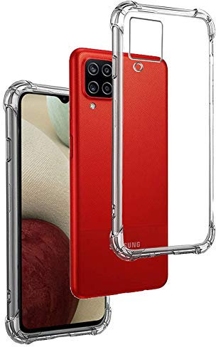 REY - Funda Anti-Shock Gel Transparente para Samsung Galaxy A12 - Samsung Galaxy M12, Ultra Fina 0,33mm, Esquinas Reforzadas, Silicona TPU de Alta Resistencia y Flexibilidad