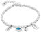 UNO de 50 | Pulsera Bañada en Plata de Ley | 4 Charm, Candado, Trebol, Cristal Azul Facetado, Chapa de la Suerte | Joya Artesanal | Hecho a mano en España