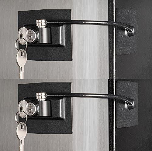 Guardianite Premium 2-Pack Refrigerator Door Lock with Built-in Keyed Lock (Black)