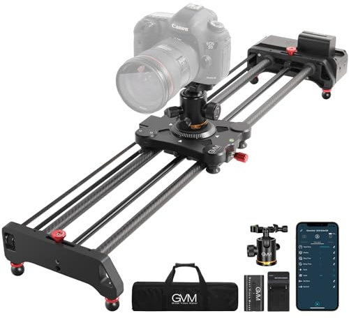 Kamera Slider Motorisiert, 80cm Video Slider mit APP Steuerung, Fotografie Zeitraffer Kamera Slider Dolly Rail mit Tacking Shot, Follow Focus und 120° Panorama Aufnahme, Fotografie Schiebeschiene