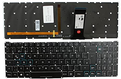Power4Laptops Tedesco Retroilluminato Nero Tastiera Sostitutiva per Portatili Compatibile con Acer Nitro AN515-54