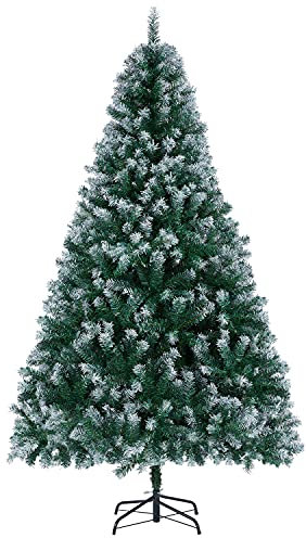 Yaheetech Albero di Natale 183 cm Innevato Folto Bianco Effetto Realistico con Neve con Supporto in Metallo Pieghevole Portatile Decorazione Natalizia