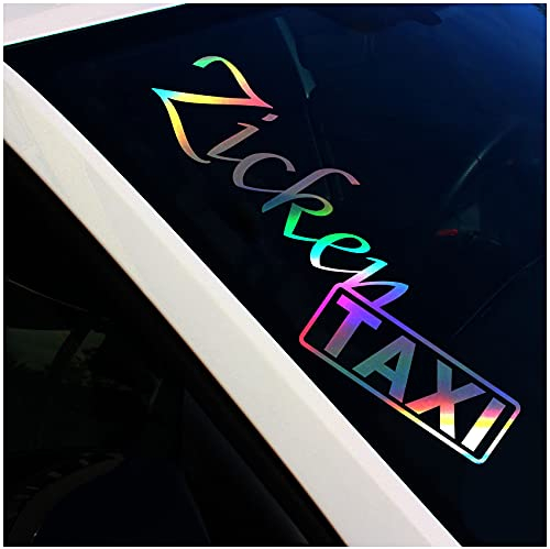 Finest Folia Frontscheibenaufkleber Schriftzug Zicken Taxi Aufkleber für Windschutzscheibe Heckscheibe Frontscheibe Auto Fahrzeug Dekor Sticker FS135 (Hologramm, Innenklebend)