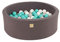 MEOWBABY Bällebad Baby - Rund 90x30cm Ballgruben für Kinder mit 150 Bälle, Cotton, Dunkelgrau: Türkis/Grau/Weiß
