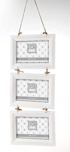 Utilissimi Gicos - Portafoto multiplo decorativo con cornici in legno, da parete, per 3 foto da 15 x 10 cm, verticale da Appendere