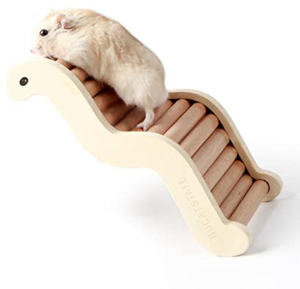 BUCATSTATE Escalera de Escalada para hámster, Juguete de Escalada de Madera y decoración de Jaula de Puente para hámsteres, jerbos, Ratones y Animales pequeños (diseño de Serpiente)