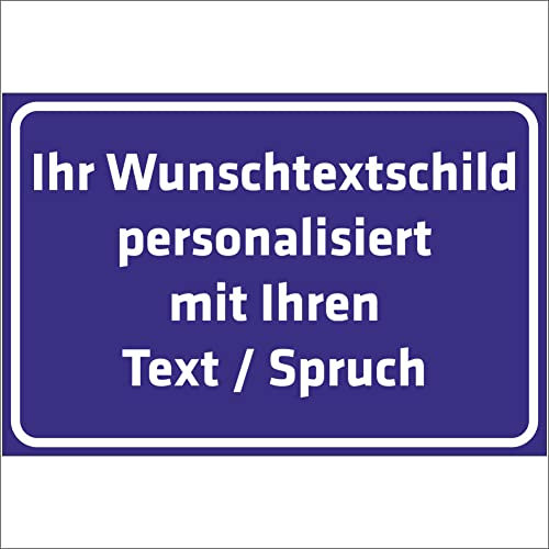 INDIGOS UG - Cartel – Cartel personalizable – Azul – Dibond de aluminio 8 tamaños – Personalizado con texto – Texto – para garaje, hotel, aparcamiento, escuela, cochera, empresa, individual
