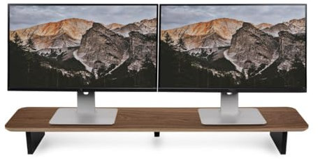 balolo Dual Monitorständer Echt-Holz | Bildschirm Erhöhung für 2 Monitore Setup Cockpit Nussbaum Holz Premium